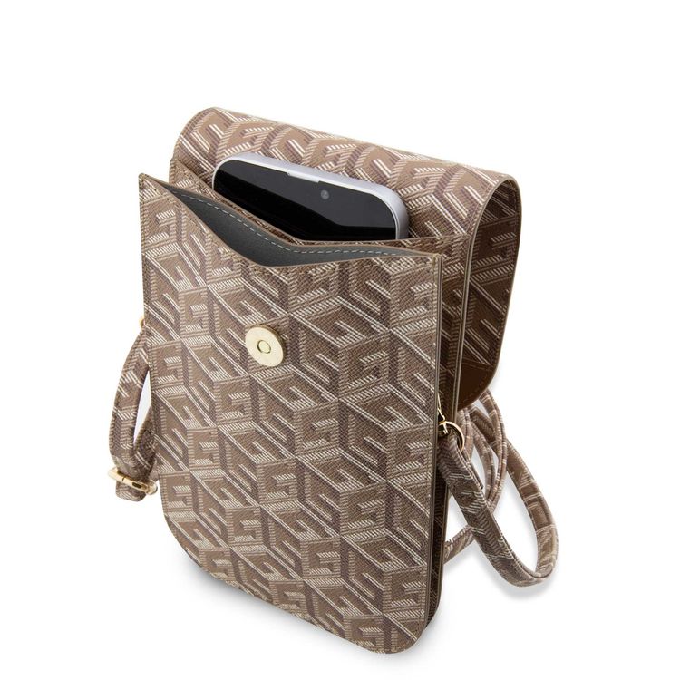 Guess Gcube Stripe Wallet Bag - Brown