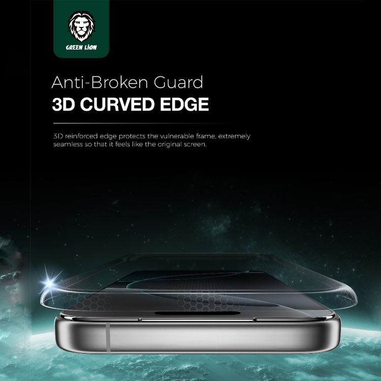 Green Lion Sir Louis 3D Curved Edge Glass for iPhone 17 Pro Max, Grease Resistance, Anti-Fingerprint, Air Bubble Prevention, Anti-Scratch, Crystal Clear, Highly Responsive - Clear