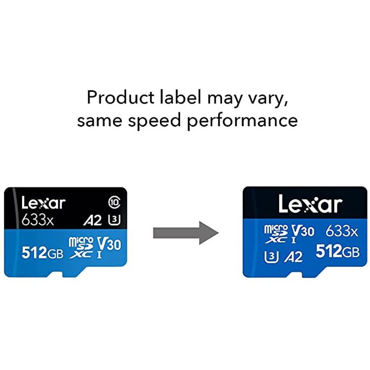 Lexar High-Performance 633x 512GB microSDXC UHS-I Card - Black