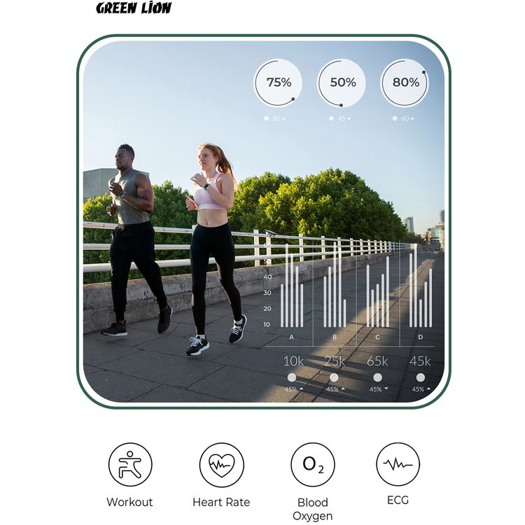 Green Lion Active SE Smart Watch with Full Square Display, 250mAh Battery, Multiple NFC, Waterproof, Bluetooth Call, Heart Rate Tracker, Wireless Charging, Bedside Lamp Mode - Silver / Blue 
