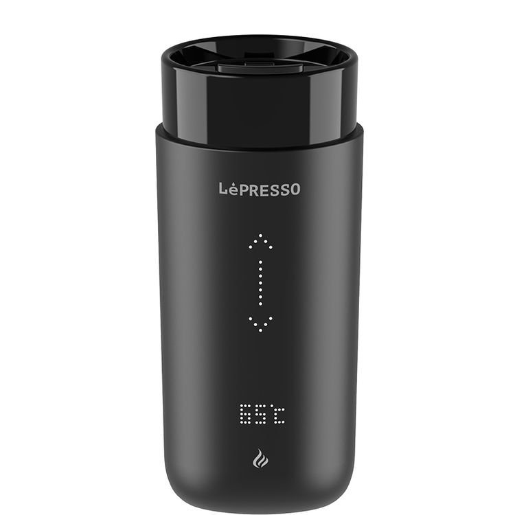 LePresso Smart Travel Heating Mug, Wireless Charging Base, Temperature Control, Real-Time Display, Leak-Proof Design - Black