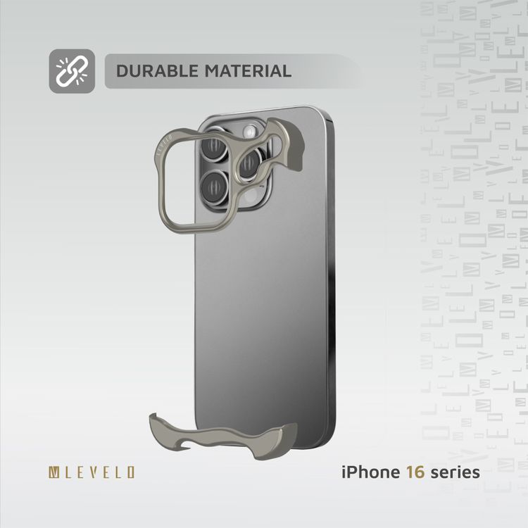 Levelo Metallo Pro Aluminum Bumper Case for iPhone 16 Pro with Impact-Resistant Corners, Durable Material, Easy Snap-on, Comfortable & Secure Grip - Titanium
