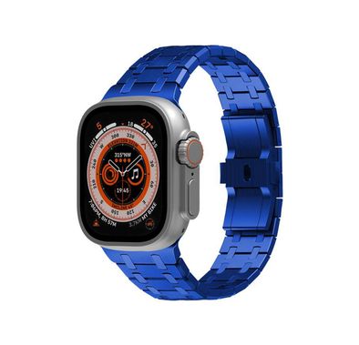 Levelo Royal Link Stainless Steel Watch Strap with Adjustment Tool for Apple Watch 49/45mm, Compatible with SE, Series 8, 7, 6, 5 & 4, Hypoallergenic Material - Blue