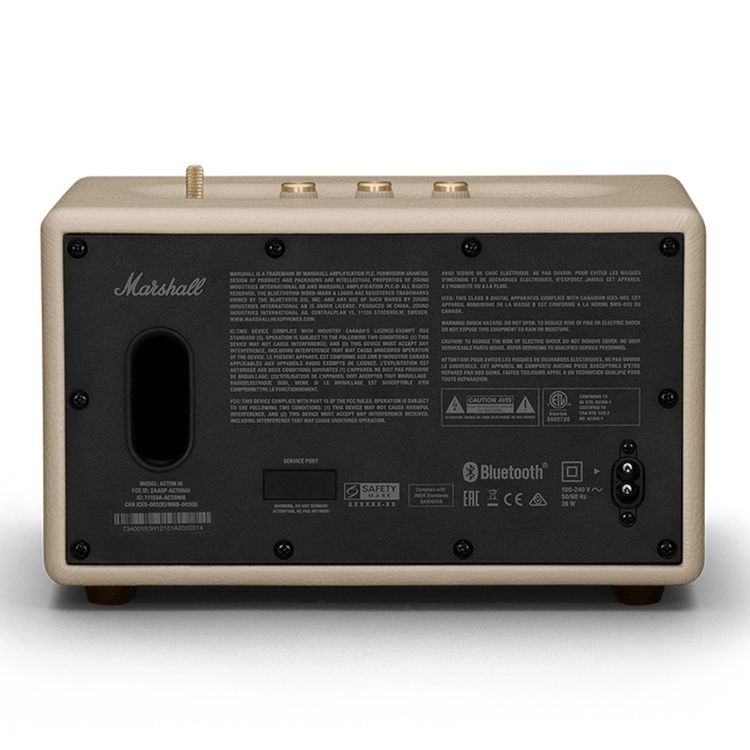 Marshall Acton III Wireless Bluetooth Stereo Speaker, 2 Hours Charging Time, 32 Hours Play Time, Fast Charge, Dust & Water Proof, USB-C Charging Port - Cream