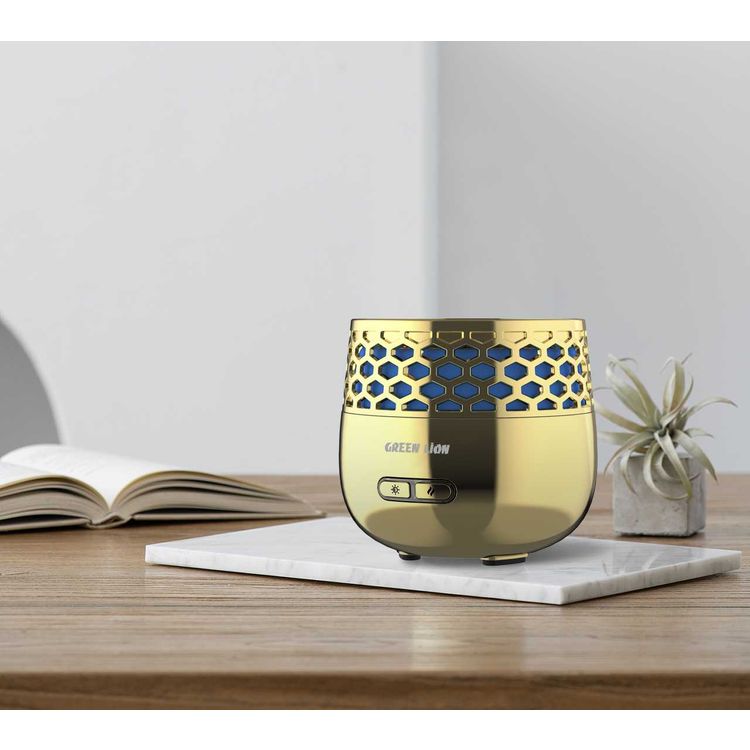 Green Lion Lux Bakhour Incense Burner 2500mAh, Compact & Portable, Type-C Charge, 30 Mins Working Time, LED Light, Turbo Fan, Charging Time 2H - Gold