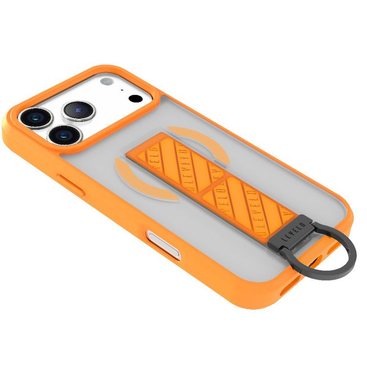 غطاء ليفيلو مورفيكس كلارا جريبستاند ماغ سيف لأيفون 17 برو ماكس، بحواف مرتفعة للكاميرا والشاشة، مغناطيس قوي، جسم مقاوم للصدمات ولمسة نهائية غير لامعة، حامل مرن بشكل D، مضاد لبصمات الأصابع - برتقالي شروق الشمس