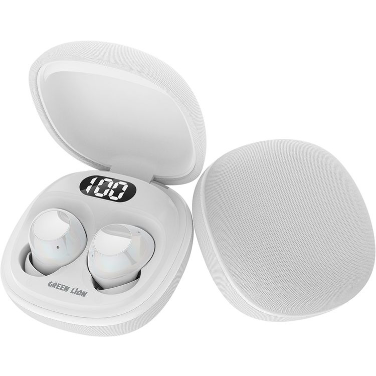 سماعات الأذن اللاسلكية الحقيقية جرين ليون مالبون مع تقنية ENC، وميكروفونات مزدوجة، ومنفذ شحن من نوع C، وإصدار بلوتوث 5.4. مدى بلوتوث 10 متر، بطارية علبة بسعة 300 مللي أمبير، وقت شحن ساعتين، ووقت استعداد 21 ساعة، عرض مستوى البطارية - أبيض