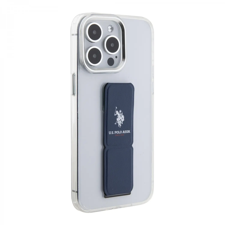 يو اس بولو أسن. جراب شفاف لهاتف iPhone 15 Pro Max بمقبض جلدي - شفاف