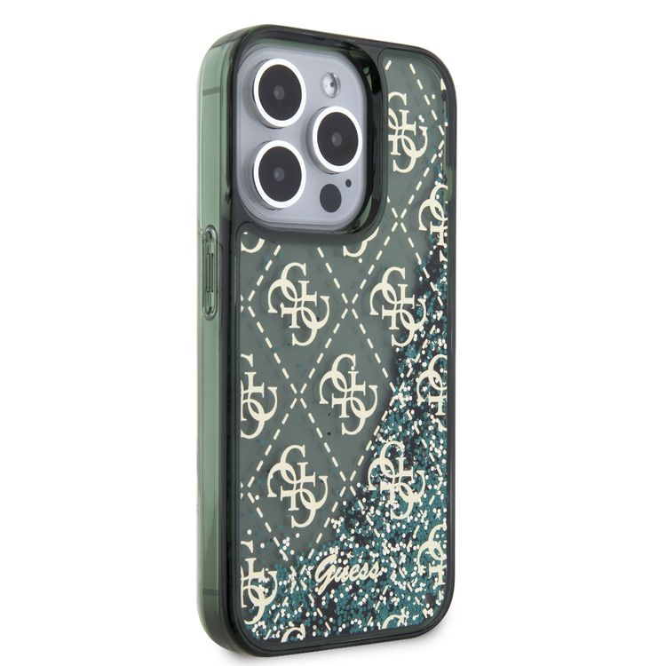 Guess Liquid Glitter Case with 4G Pattern - Green - iPhone 15 Pro