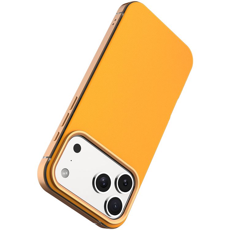 Levelo Mia MagSafe Hybrid Case for iPhone 17 Pro Max, N52 Strong Magnets, Matte Silicone Texture Material, Frosted Clear Design, 1.5m Drop Tested, Aluminum Alloy Frame for Camera & Edges, Non-Slip Texture, Comfortable Grip, Shock-Resistant Bumper - Sunrise Orange