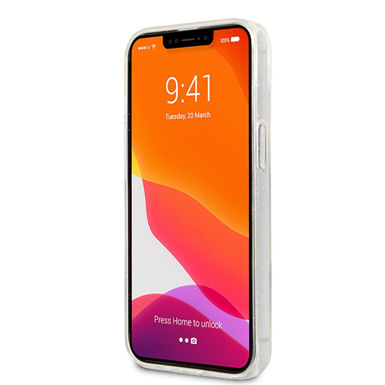 Karl Lagerfeld TPU Full Glitter Karl Head Case For iPhone 13 (6.1 ), Durable, Shockproof, Bumper Protection, Anti-Scratch - Silver