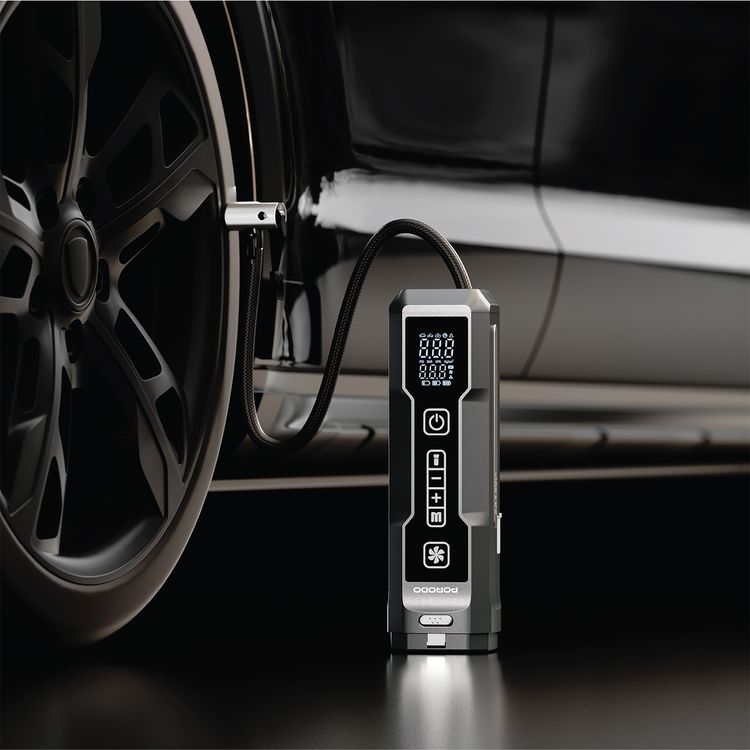 Porodo IGNATOV Jump Starter & Air Pump with Handheld Vacuum, USB-C Recharge, 400A Peak Current, 400A Peak Current, Multi-Mode LED Light, Preset Pressure Modes, Washable HEPA Filter - Black