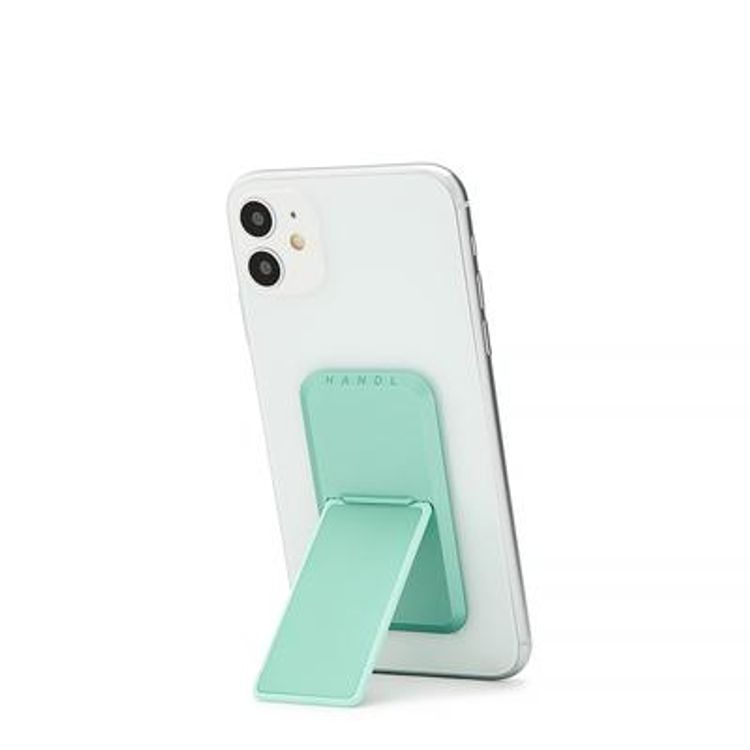 هاندل قبضة هاتف صلبة ، أزواج مع أي هاتف ذكي ، مسند متعدد الوظائف ، متوافق مع الشحن اللاسلكي ، قبضة الهاتف والحامل - اخضر نعناعي