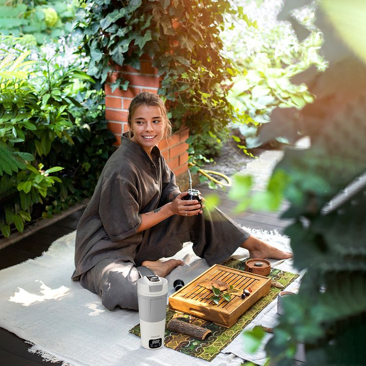 Green Lion Kettle & Go 600mL Electric Kettle with 300W Power, 6 Preset Functions, Type-C Power Input, 7-8 Minutes Heating Time, PP & Stainless Steel 304 Material, Touch Control, Auto Shut Off, Keep Warm Mode - White