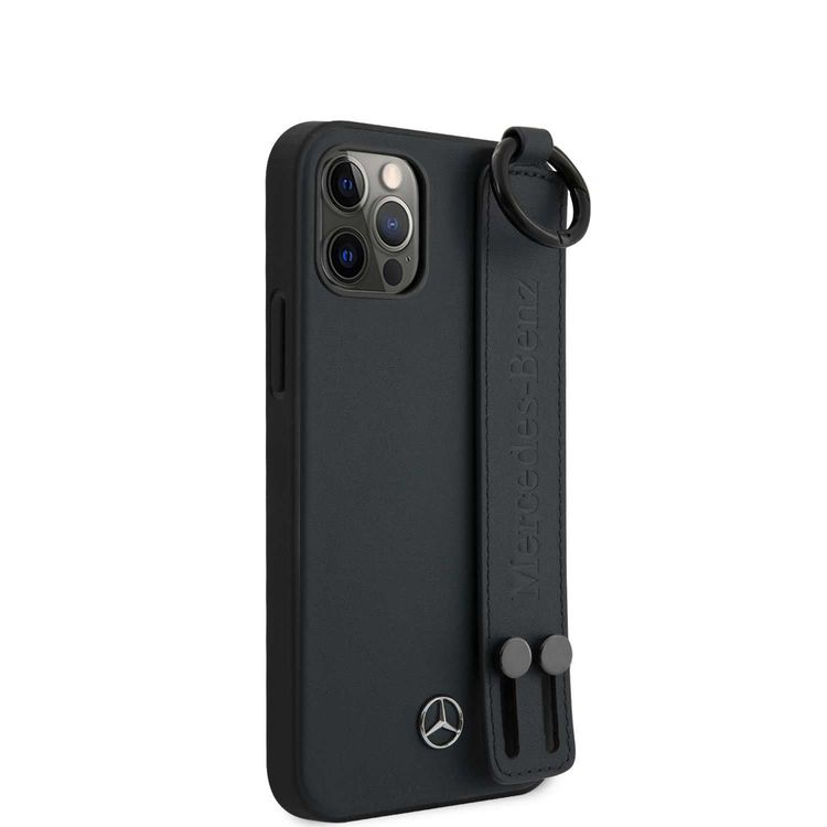 CG MOBILE Mercedes-Benz Leather Phone Case Hand Strap Compatible for iPhone 12 Mini (5.4) Officially Licensed - Abyss Blue