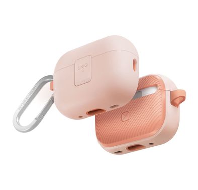 UNIQ Clyde Airpods Pro 2nd Gen Case, Hybrid Dual Layer Design, Premium Aluminum Carabiner, Wired and Wireless Charging - Pink