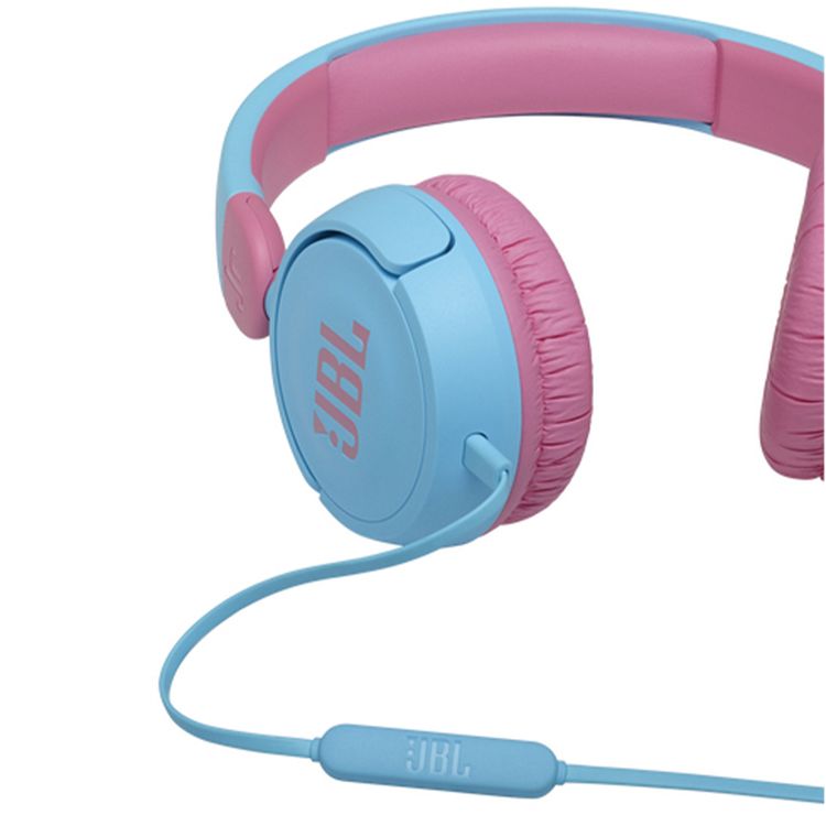 JBL Junior 310 Wired Kids Headphones with Built-In Microphone, Comfortable Fabric Headband, Tangle Free Cable - Blue