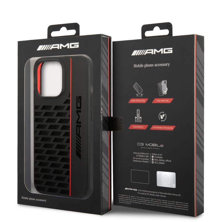 AMG Magsafe Compatibility Liquid Silicone Case with Carbon Pattern iPhone 14 Pro Max Compatibility - Black