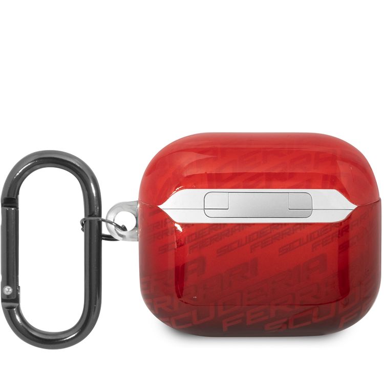 CG MOBILE Ferrari Case With Scuderia Ferrari Pattern Design compatible with Airpods 3 - Red