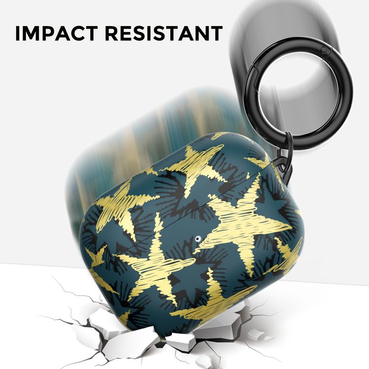 AhaStyle Premium TPU IMD Patterns Case with Anti-Lost Ring Compatible for AirPods Pro, Scratch Resistant, Shock Absorption, Drop Protection, & Dustproof Protective Hard Shell