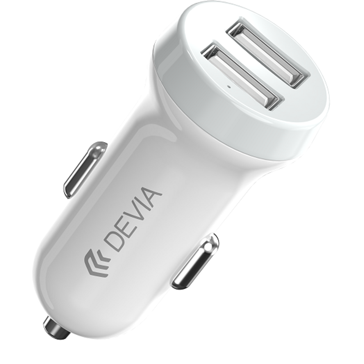 Devia Car Charger Fast Charging 2-Port USB-A Smart Series - White