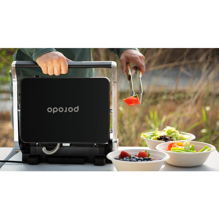 Porodo Lifestyle Glasstop Digital Grill with Removable Grill Plate, 5 Preset Options, 180° Flat Open & 105° Adjustable Lid, 90°C to 230°C Temperature Control - Black