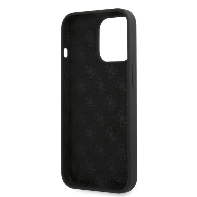 CG MOBILE Guess Liquid Silicone Case with Gold Metal Logo Script Compatible for iPhone 13 Pro (6.1") Anti-Scratch, Easy Access to All Ports, Shock Absorption