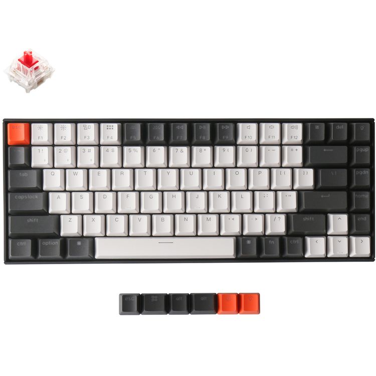 Keychron K2 84 Gateron Wireless Mechanical Keyboard with RGB, Red Switch & Hot-swappable | Compact & Tactile Gaming Keyboard