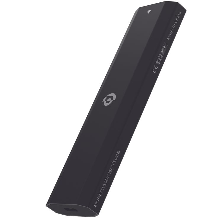 محرك أقراص SSD محمول ثنائي البروتوكول من Powerology بسعة 512 جيجابايت، معدل نقل سريع للغاية، سرعة قراءة 480 ميجابت في الثانية، ذاكرة قابلة للاستبدال، يدعم استبدال NVME، خفيف الوزن - أسود