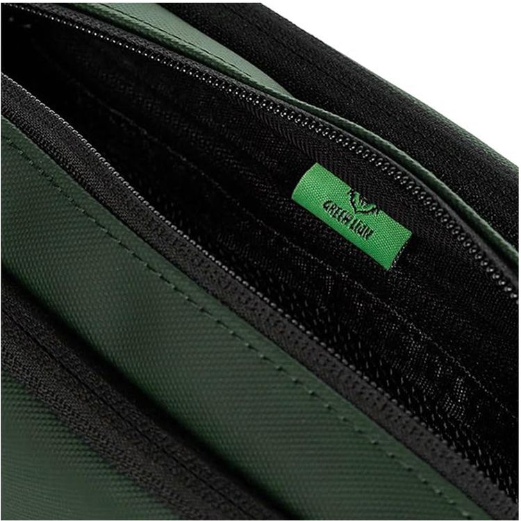 Green Lion Elegant Pouch with 600D Polyester & Leather Trim Material, Multifunctional Storage, Head Hang for Easy Carrying, Waterproof - Green 