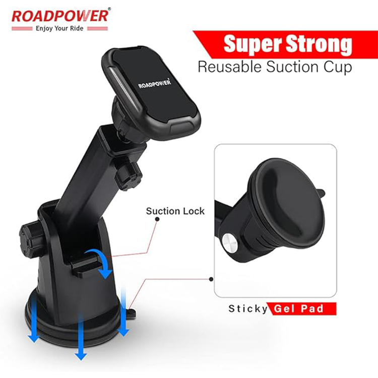 حامل مغناطيسي للهاتف المحمول للسيارة من ROADPOWER، حامل قوي على لوحة القيادة والزجاج الأمامي مع مغناطيسات قوية