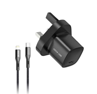 Green Lion Mini UK Charger with Type-C to Lightning Cable...