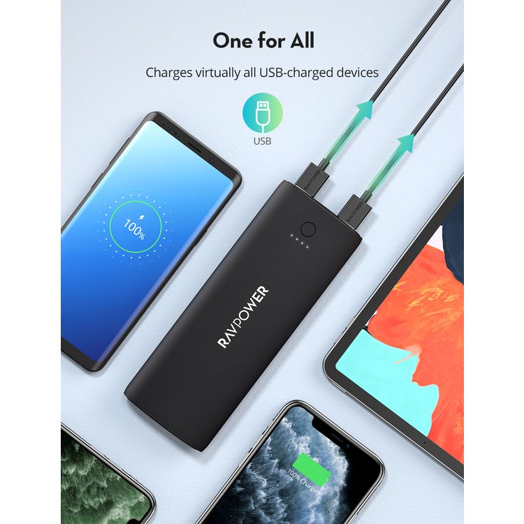 RAVPower 3-Port Power Bank 20100mAh Power Delivery + Quick Charge 30W, High Speed Charging, Universal Portable Charger Compatible for Type-C, USB-A Port
