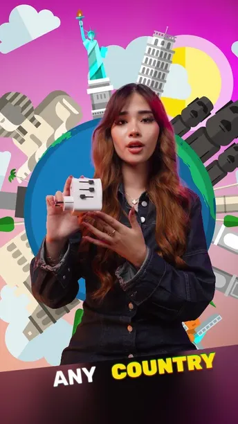 Powerology Universal Travel Adapter in UAE | Multiple Sockets - White Color | (PWCUQC043)