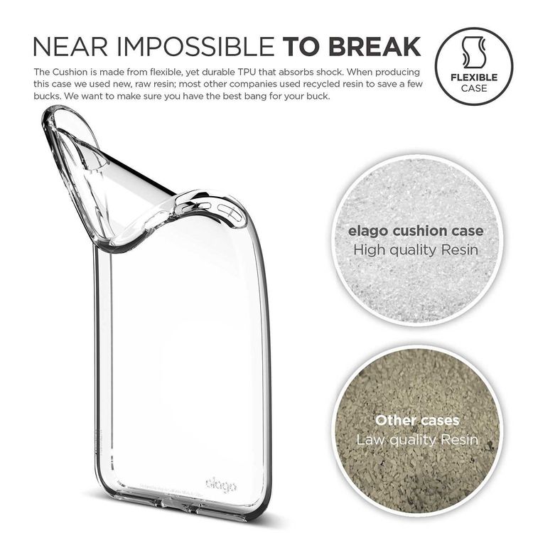 Elago Cushion Back Phone Case for iPhone 7/8 Plus Soft & Smooth TPU | Superior Impact Resistance | Ergonomic Design | 0.55mm Thick Screen Protection