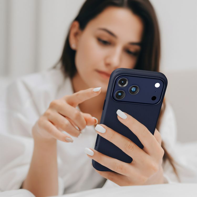 Cannes PU Leather Case for iPhone 17 Pro with Strong Magnets, Shock-Resistant Bumper, MagSafe Compatibility, 5ft. | 1.5m Drop-Tested, Soft PU Leather Material - Blue