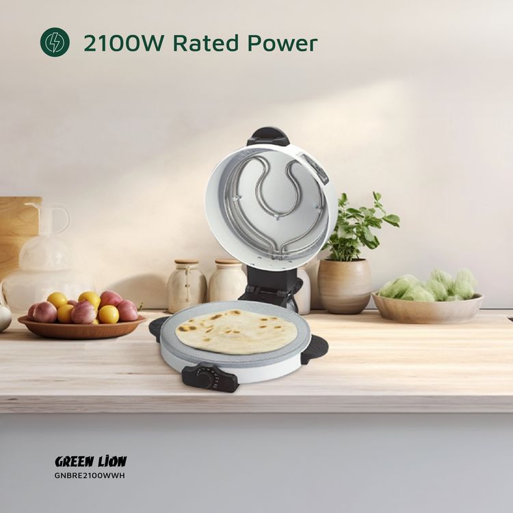Green Lion Classic Bread Maker with Aluminum Alloy & Stainless Steel Material, 1.5m Power Cord, 100-240°C Temperature Control, Non-Stick Coating Plate, Dishwasher Safe – White