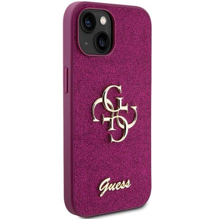 Guess Fixed Glitter Case with Big 4G Logo - Purple - iPhone 15 Pro