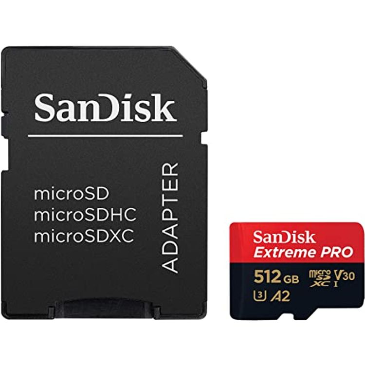 SanDisk 512GB Extreme Pro microSDXC + Rescue Pro Deluxe 170MB/s A2 C10 V30 UHS-I U4 - Red