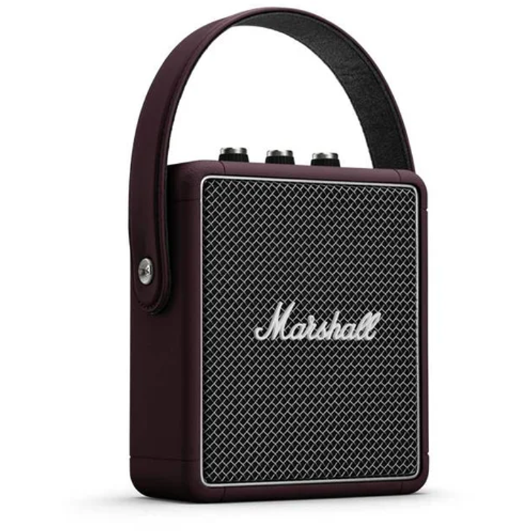 Marshall Stockwell 2 Bluetooth Wireless Stereo Speaker, Lithium-ion Battery, Water Proof, 20 Hours Playing Time, 5 Hours Charging Time, Fast Charge - Burgundy