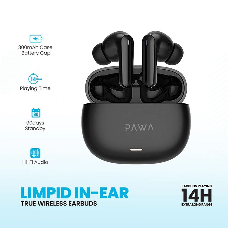 PAWA Limpid in-ear true wireless earbuds 10m Transmission distance - Black