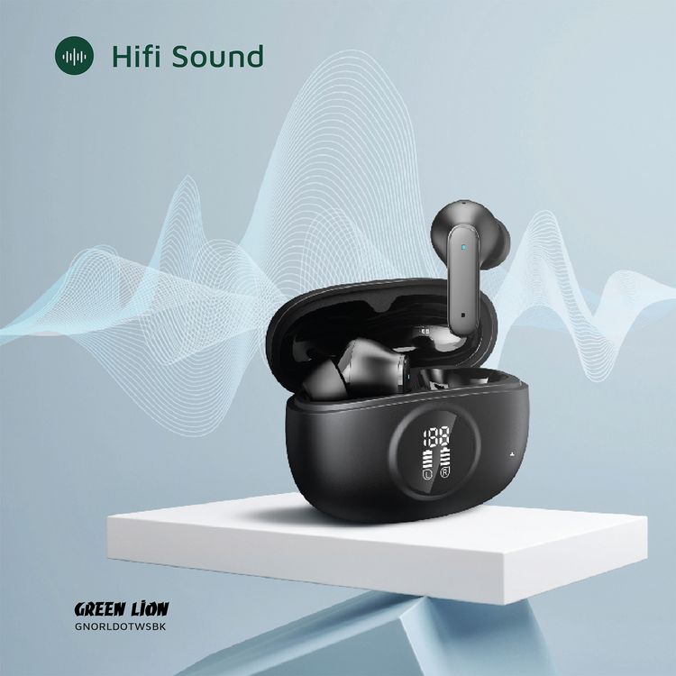 سماعات أذن لاسلكية حقيقية من جرين ليون أورلاندو مع شاشة رقمية، صوت هاي فاي، ميكروفون مدمج، مساعد صوتي، 4.5 ساعات من التشغيل، شحن بواسطة Type-C.