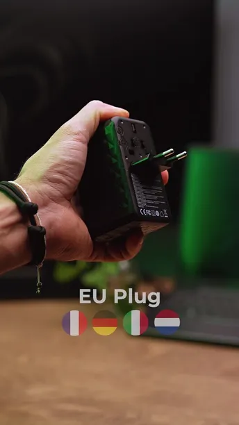 Powerology Universal GaN Super Charger in UAE | PD 100W - Quick Charger | Black Color | (P100WPDBK)