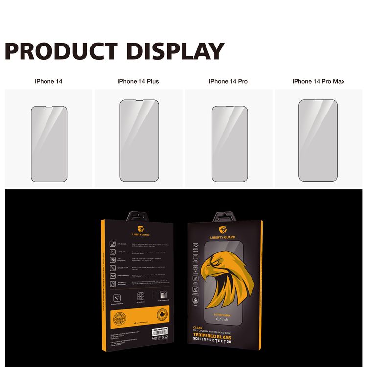 Liberty Guard Full Cover Rounded Edge Screen Protector for iPhone 14 Pro Max, Double Reinforced, Damage Protection, Anti-Finger Print - Clear