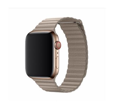 Devia Elegant Leather Loop Band for Smartwatch - Sturdy Magnetic Closure Strap - Fit & Comfortable Replacement Wrist Band Strap Compatible for Apple Watch 38/40MM - Stone