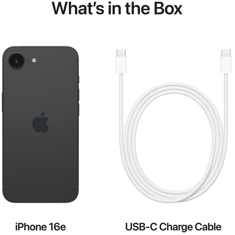 Apple iPhone 16e with 128GB Capacity & Dual eSIM, 6.1" Display, USB-C Connector, 6‑Core CPU, 4‑Core GPU, 5G Network Technology, Built-in Rechargeable Lithium-ion Battery, Middle East Version - Black