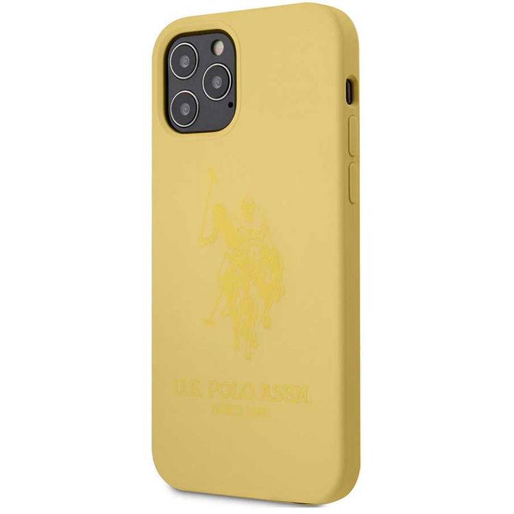 CG Mobile U.S. Polo Assn. Liquid Silicone Hard Case for iPhone 12 / 12 Pro (6.1") Shock & Scratch Resistant, Suitable with Wireless Chargers Officially Licensed - Yellow
