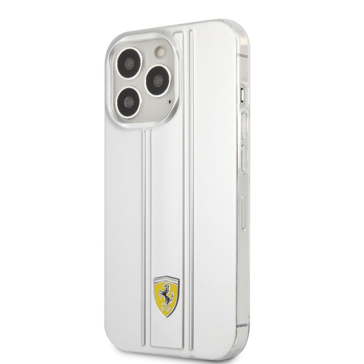 CG MOBILE Ferrari PC/TPU Transparent Hard Case with 3D Stripes Compatible for iPhone 13 Pro Max (6.7") Scratches Resistant, Easy Access to All Ports