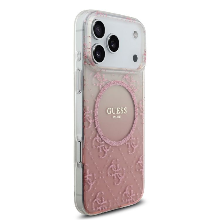 Guess MagSafe PC & TPU Case with Gradient Glitter for iPhone 17 Pro, Drop Protection, Slim Profile, Comfortable Grip, Sustainable Packaging, Easy Snap-On, Lightweight Design - Pink