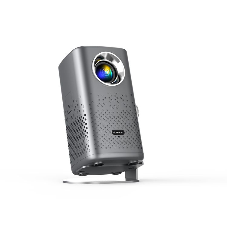 Porodo Lifestyle Gobo Portable Air Projector with Adjustable Screen Size, 2 Hours Playtime, 150 ANSI Lumens, 35” – 150” Adjustable Screen Size, Over Temperature Protection, Media Player, Air Projection, 1080P Full HD, 2 Hours Working Time - Gray